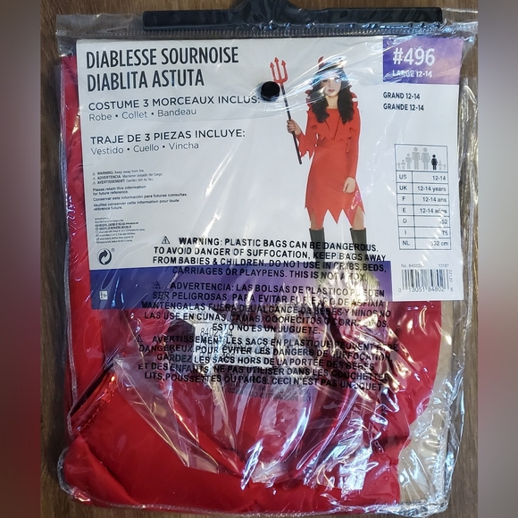 Girls Large 12/14 "Devious Devil" Halloween costume.   New in package - Picture 3 of 4